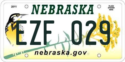 NE license plate EZF029