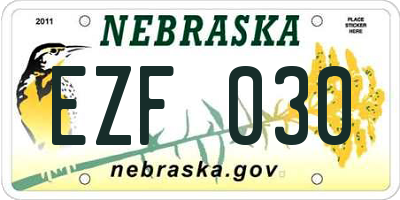 NE license plate EZF030
