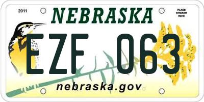 NE license plate EZF063