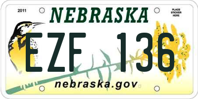 NE license plate EZF136