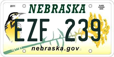 NE license plate EZF239