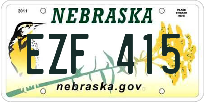 NE license plate EZF415