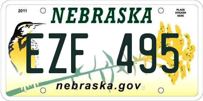 NE license plate EZF495