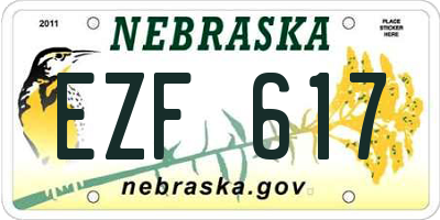NE license plate EZF617