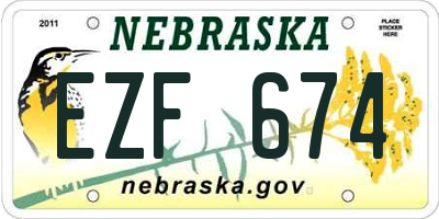 NE license plate EZF674