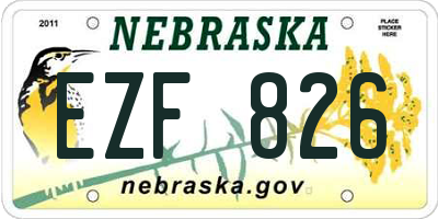 NE license plate EZF826