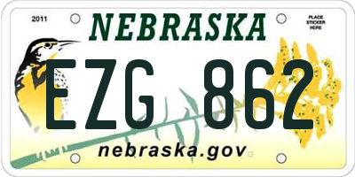 NE license plate EZG862