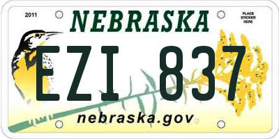 NE license plate EZI837