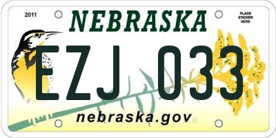 NE license plate EZJ033