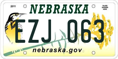 NE license plate EZJ063