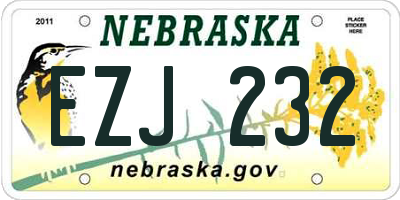 NE license plate EZJ232
