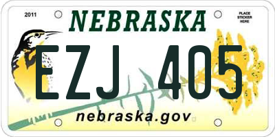 NE license plate EZJ405