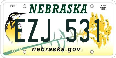 NE license plate EZJ531