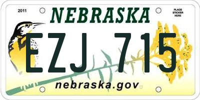 NE license plate EZJ715
