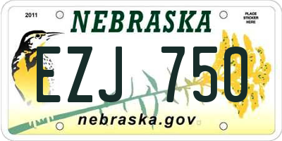 NE license plate EZJ750