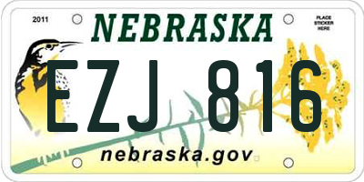 NE license plate EZJ816