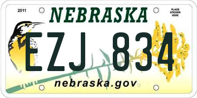 NE license plate EZJ834