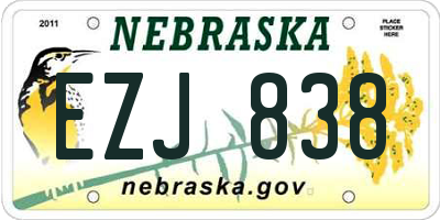 NE license plate EZJ838