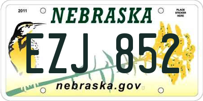 NE license plate EZJ852