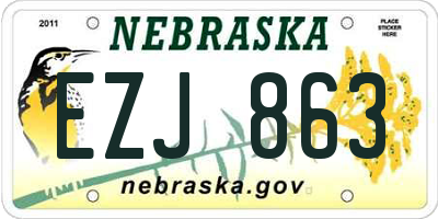 NE license plate EZJ863