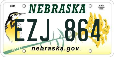 NE license plate EZJ864