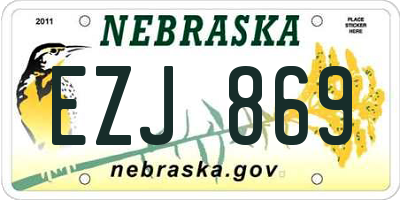 NE license plate EZJ869