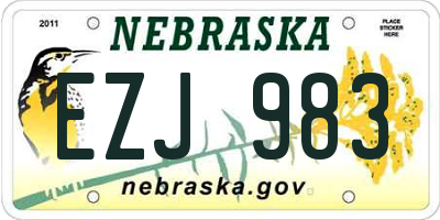 NE license plate EZJ983