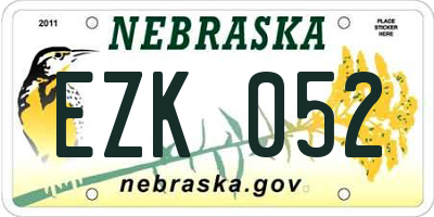 NE license plate EZK052