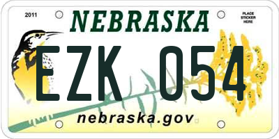 NE license plate EZK054