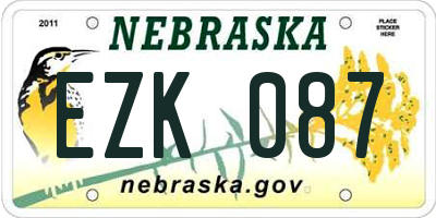 NE license plate EZK087