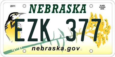NE license plate EZK377