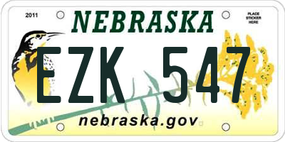 NE license plate EZK547