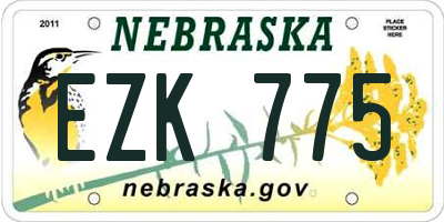 NE license plate EZK775