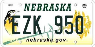 NE license plate EZK950