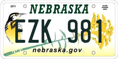 NE license plate EZK981