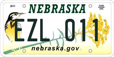 NE license plate EZL011
