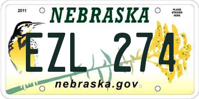 NE license plate EZL274