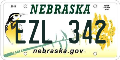 NE license plate EZL342