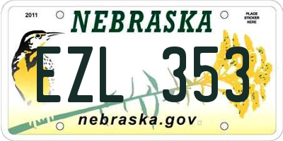 NE license plate EZL353