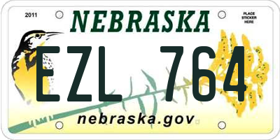 NE license plate EZL764
