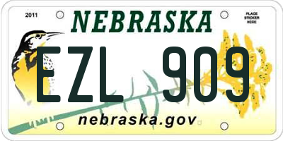 NE license plate EZL909
