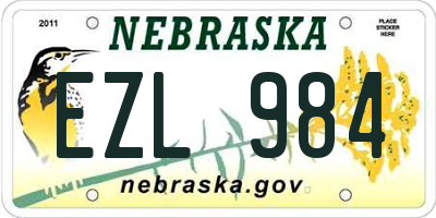 NE license plate EZL984
