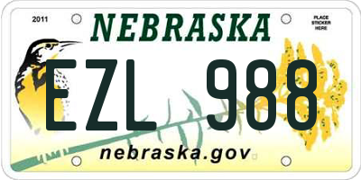 NE license plate EZL988