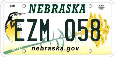 NE license plate EZM058