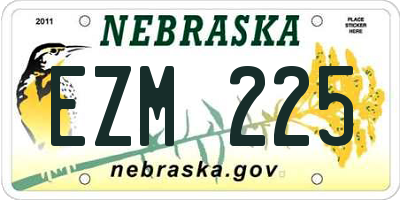 NE license plate EZM225