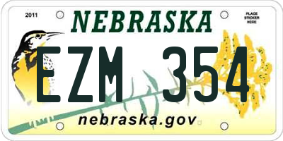 NE license plate EZM354