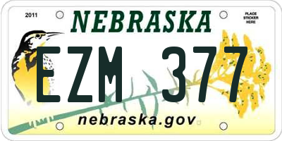 NE license plate EZM377