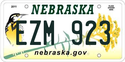 NE license plate EZM923