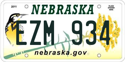 NE license plate EZM934