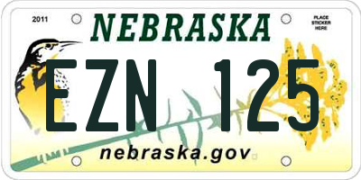 NE license plate EZN125